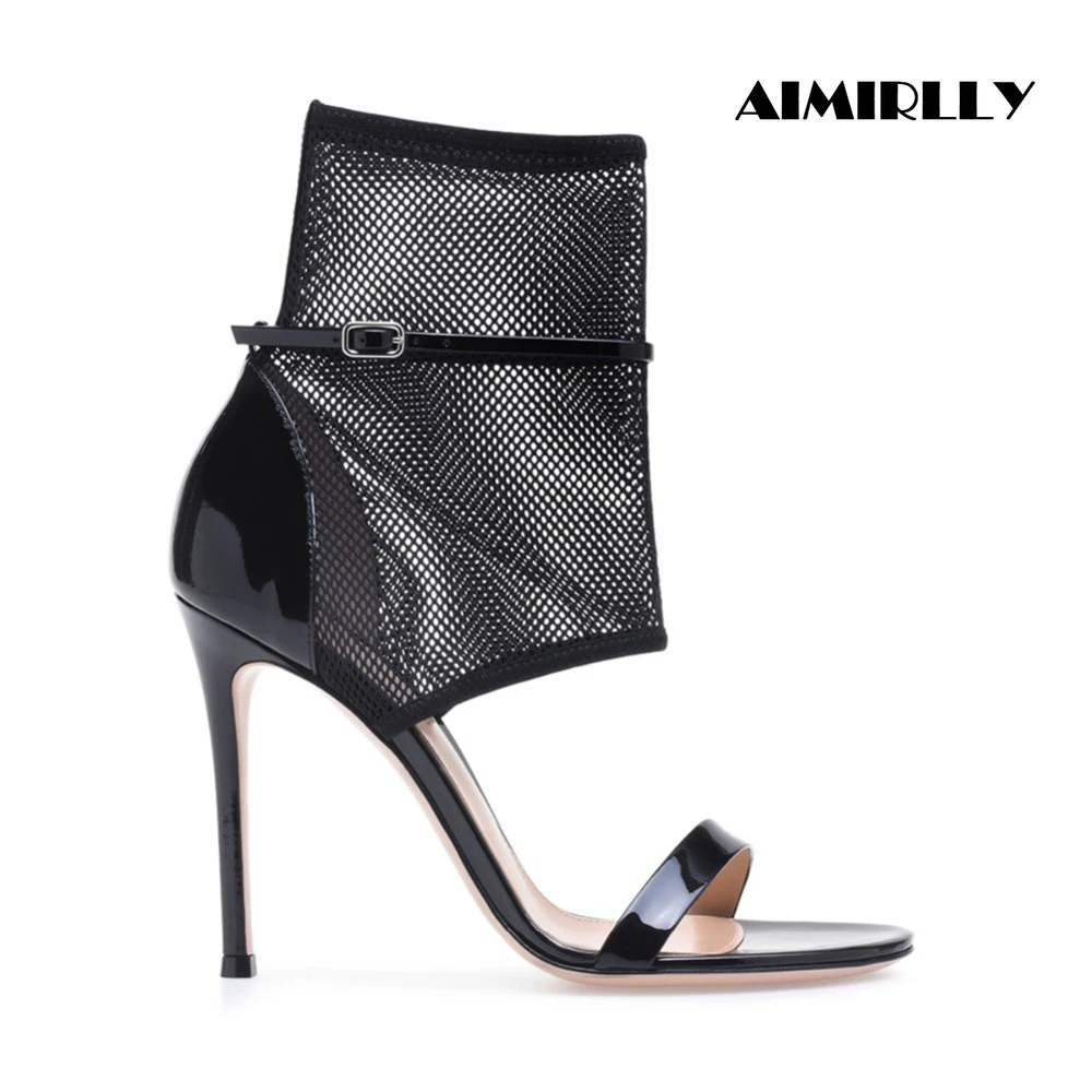Женские сетчатые Босоножки с открытым носком на высоком каблуке Летние