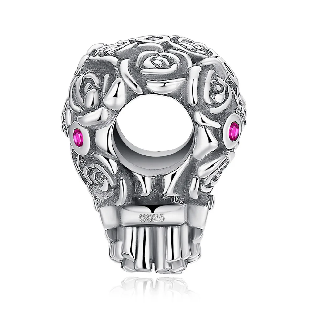 JewelryPalace букет роз создан красный рубин 925 пробы Серебряная очарование бусы для Для женщин Новая горячая Распродажа красивые подарки