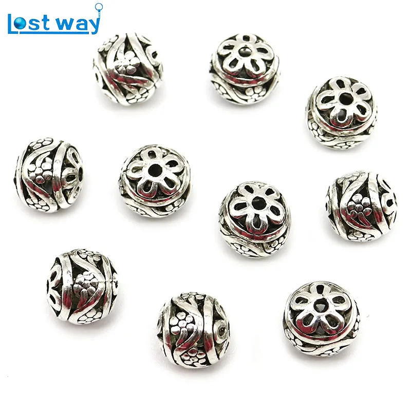 10 шт./20 шт. Металлические Полые бусины из цинкового сплава антикварные золотые