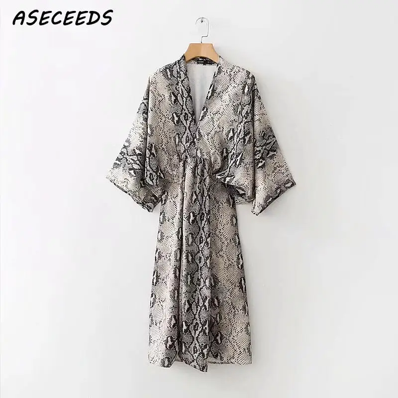 Женское летнее сексуальное платье со змеиным принтом свободное миди женское