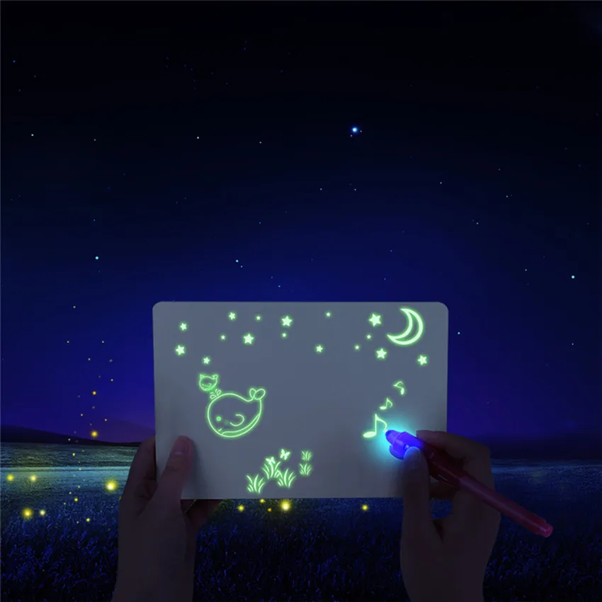 

1PC A3 LED Luminous Drawing Board Graffiti Doodle Drawing Tablet Magic Draw With Light-Fun Fluorescent Pen Educational Toy