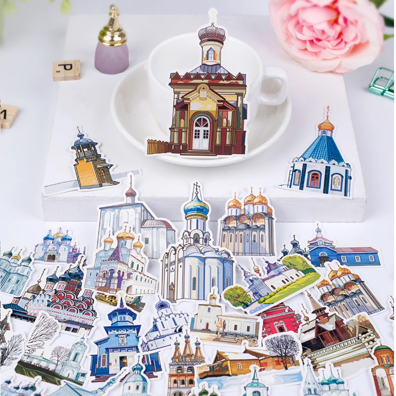 57pcs Europen Architecture Anime Sticker DIY For kid gifts notebook scrapbook Laptop Phone sticker Skateboard Luggage Decal Toy | Игрушки и