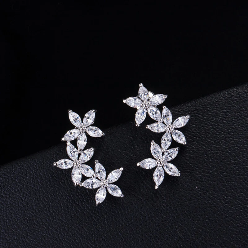 Женские серьги гвоздики серебряного цвета с кристаллами|cz stud earrings|crystal earringsstud