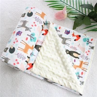 2 layers dotty cartoon animals coral fleece thermal baby blanketkids rug for all seasons newborn traveling stroller blanket