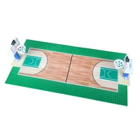 10x10 inch baseplate basketball court with basketball stand set for educational block diy building block brick brickset