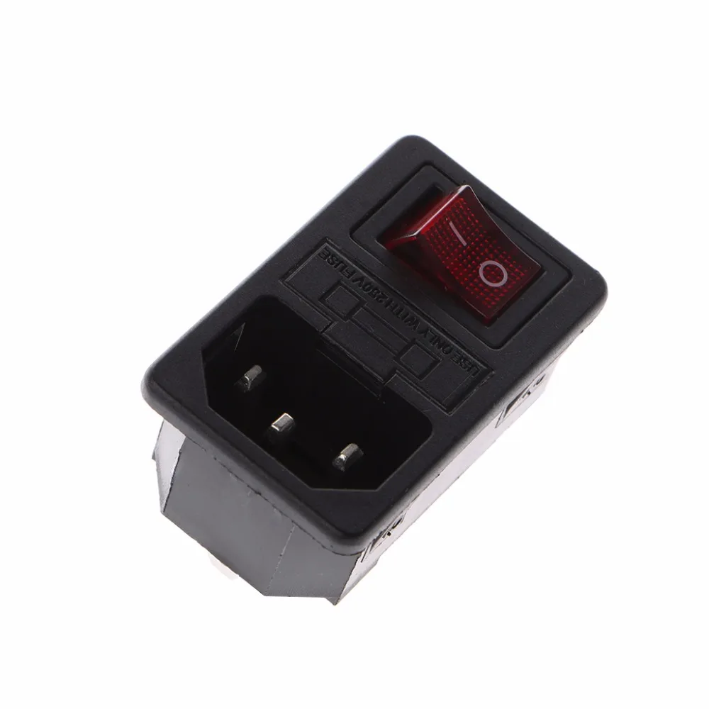 6A 250V 10A 125V кулисный переключатель SPST 3 Pin IEC320 C14 Входной модульный Штепсель Fuse Switch