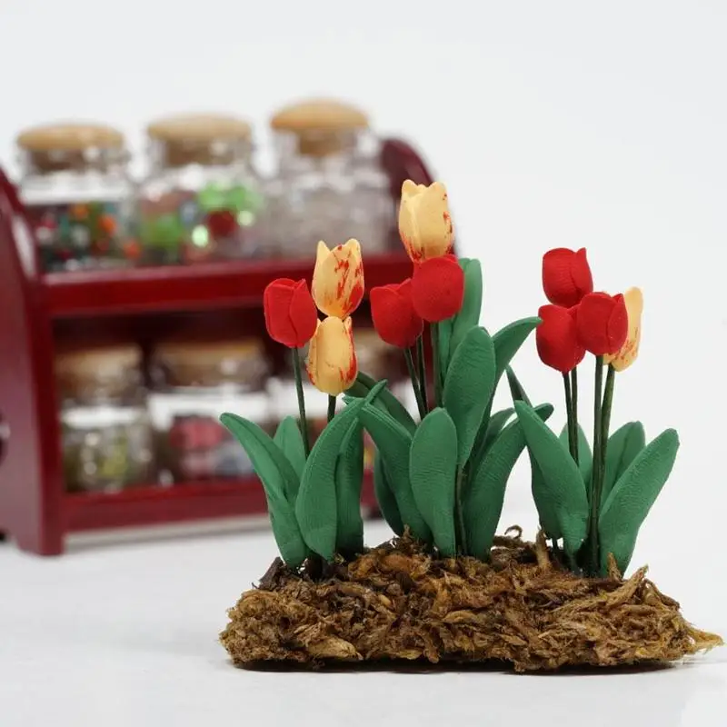 Dongzhur мини-модель тюльпанов цветочные горшки Miniaturas 1:12 куклы мебель для дома кукольный домик садовые Аксессуары игрушка украшение дома