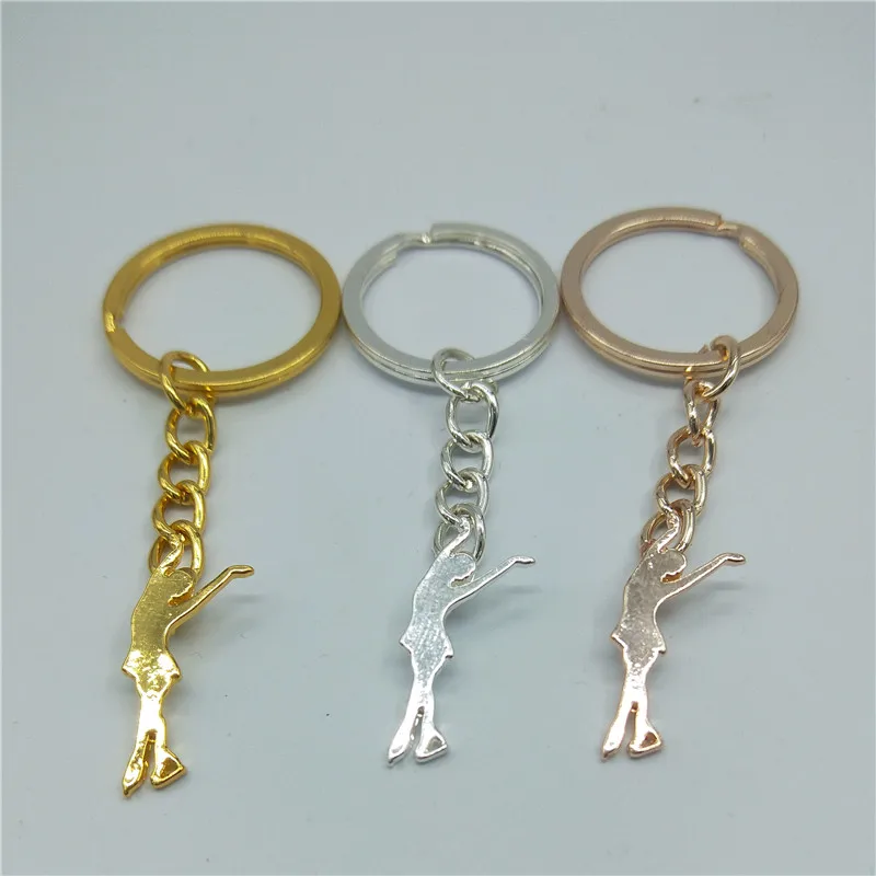 

Hot Trendy Figure Skating keychain Men keychain Women Ice Skate Jewelry Stainless Steel Jewelry Drop Shipping
