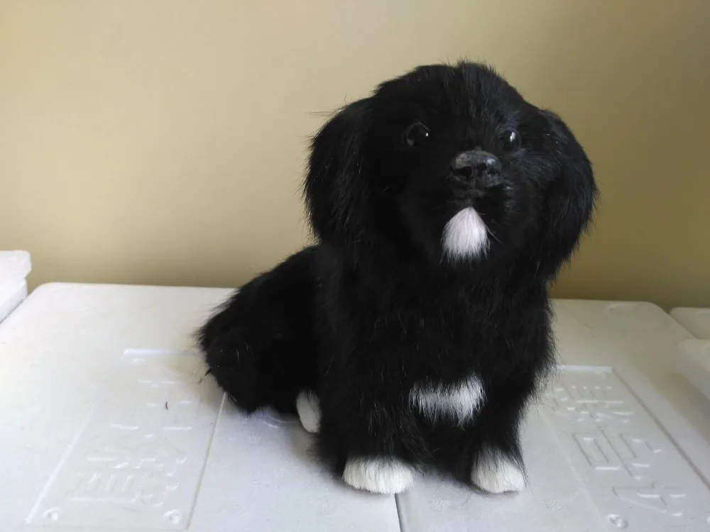 Приседание черного цвета, полиэтилен и мех ручной работы, около 18x12x16 см, подарок для украшения дома a2247