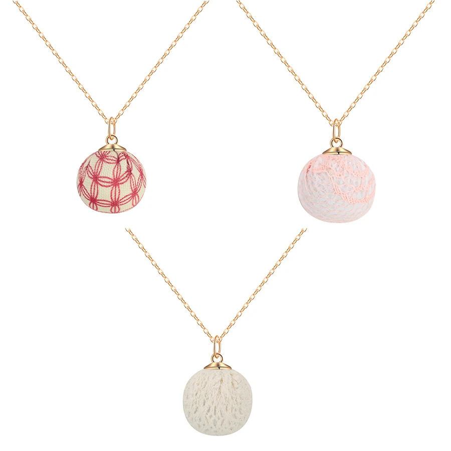 CHENGXUN Women Fashion Necklace Colorful Print Cloth Ball Pendant Choker Metal Chain for Girls Party Decoration | Украшения и
