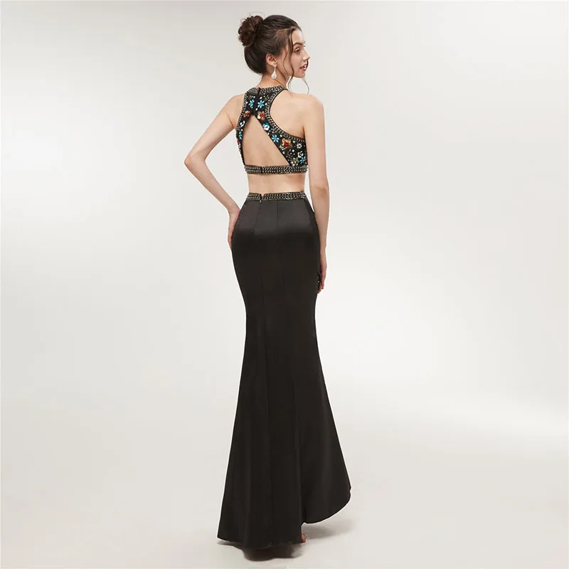 Черные вечерние платья Forevergracedress из двух частей 2019 сексуальные русалки с бисером
