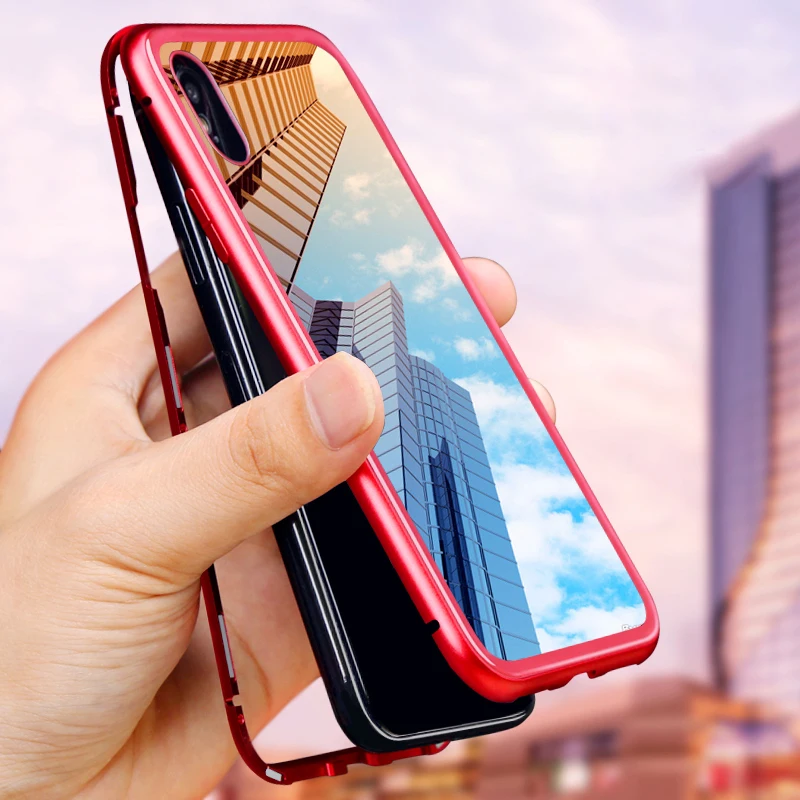 Magnetic Adsorption Metal Case For Samsung Galaxy S10 5G Lite M10 M20 M30 Tempered Glass Back Magnet Cover for S9 A70 |