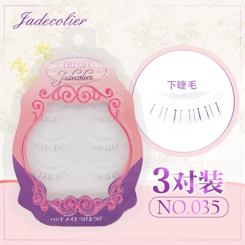 

New high quality 3 pairs/lot hand made natural long under eyelashes extension makeup beauty lower false eyelash 035