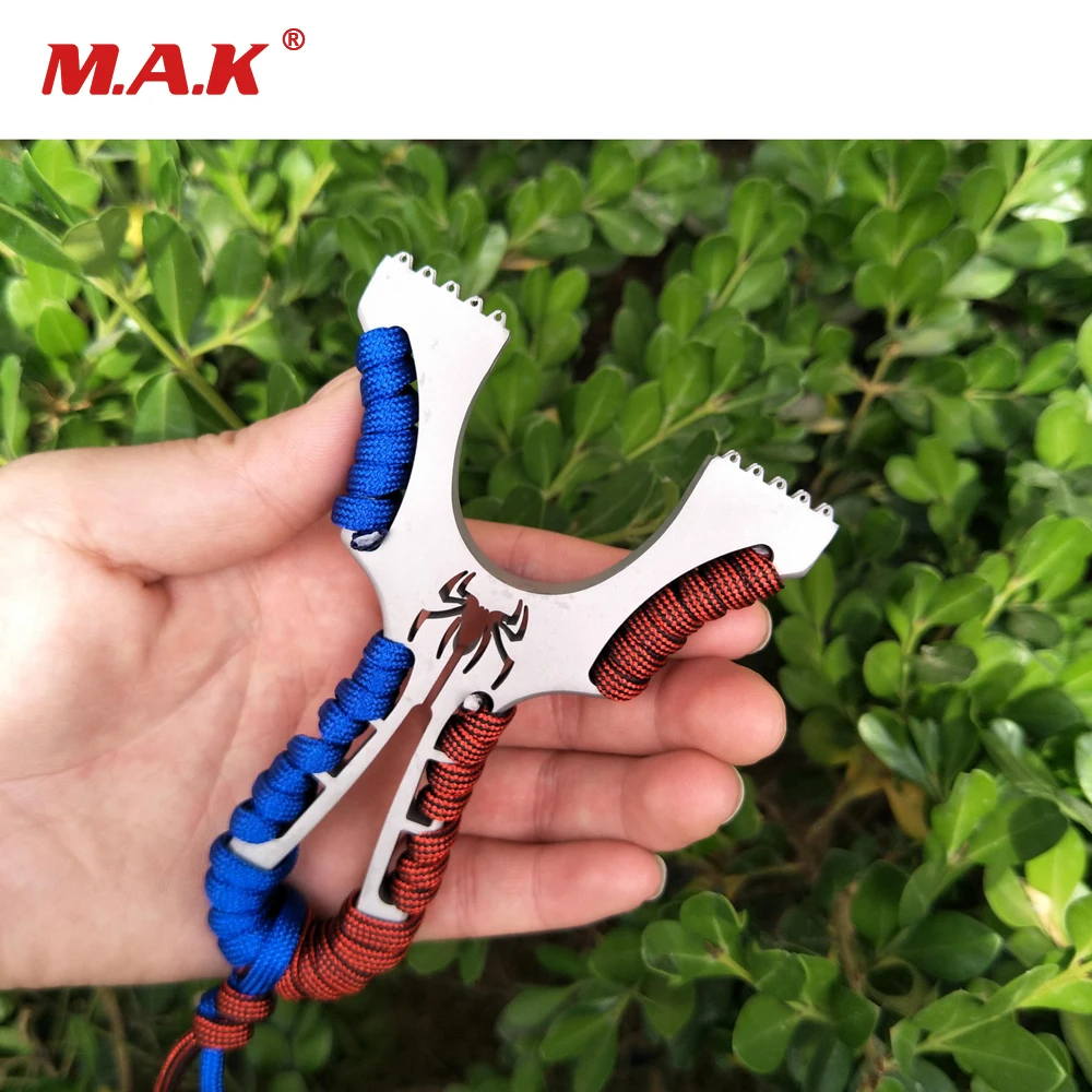 

Slingshot Spider плоская Кожа из нержавеющей стали Slingshot с 3 наручными резиновыми лентами для охоты аксессуары для стрельбы