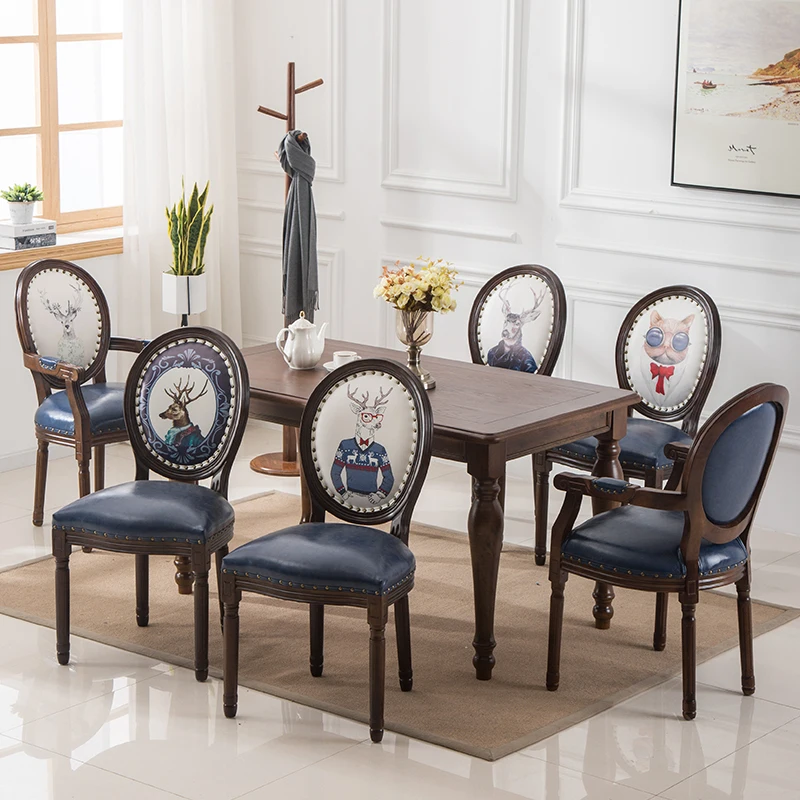 Американский обеденный стул из твердой древесины Европейский Винтажный с