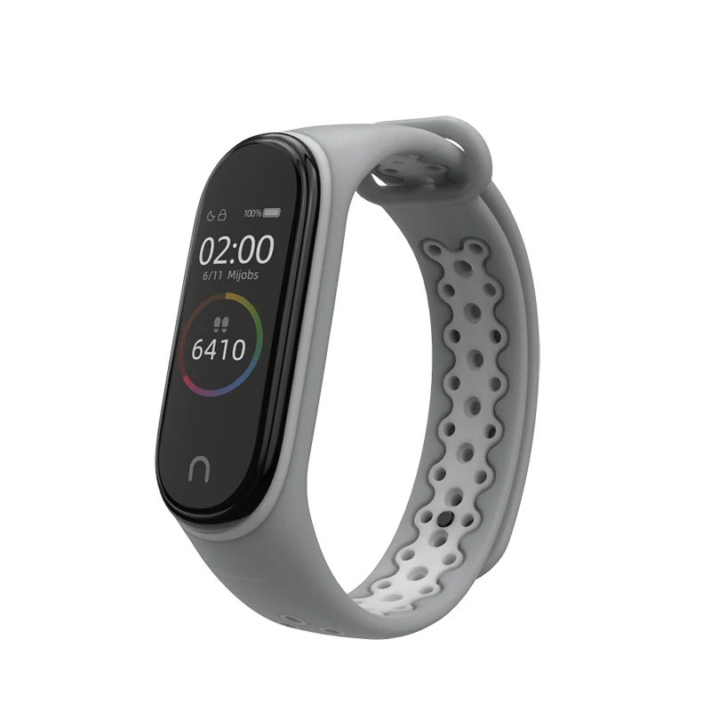 gray White Спортивный Браслет mi Band 4, 3, силиконовый браслет на запястье для Xiaomi mi, спортивный браслет для mi band 4, 3, band 4, смарт-браслет - Цвет: gray White