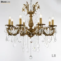 8 lights silver bronze color crystal chandelier lamp crystal lustre light fixture for living dining room foyer hanging luminaire