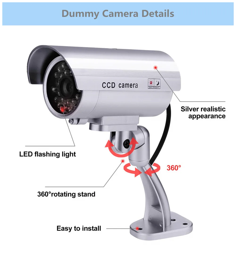Фальшивая камера видеонаблюдения поддельная wifi мигающий красный светодиод