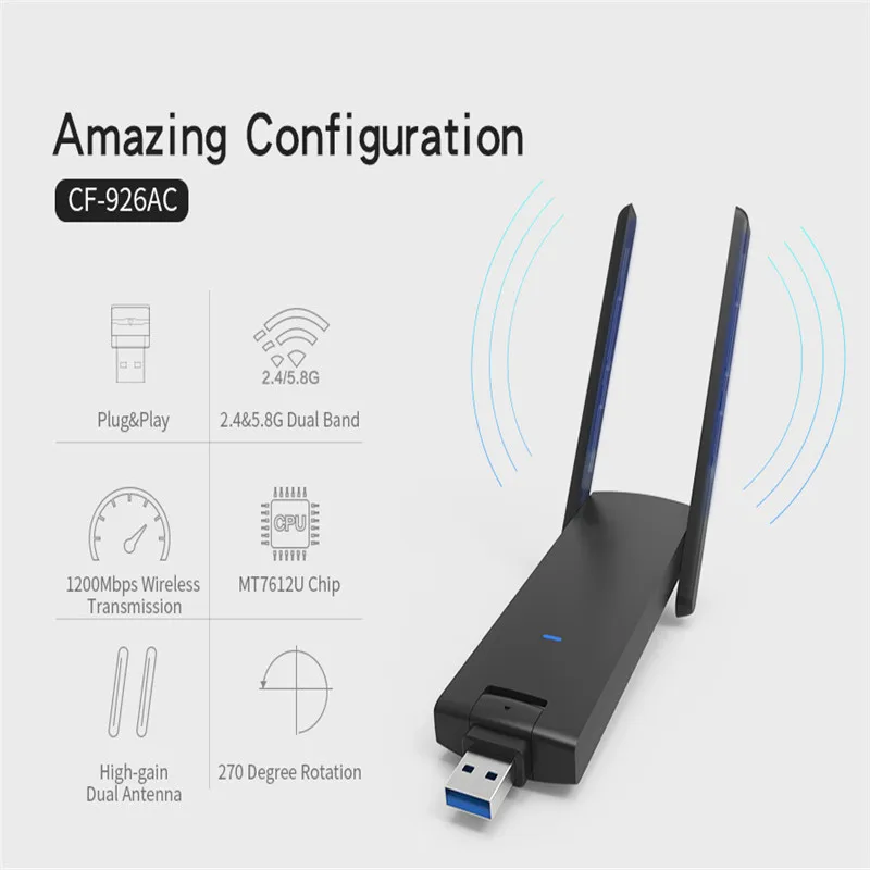 Wi fi антенна Centechia 1200M 802.11AC двухдиапазонный 2 4 ГГц/5 ГГц беспроводной USB WiFi адаптер