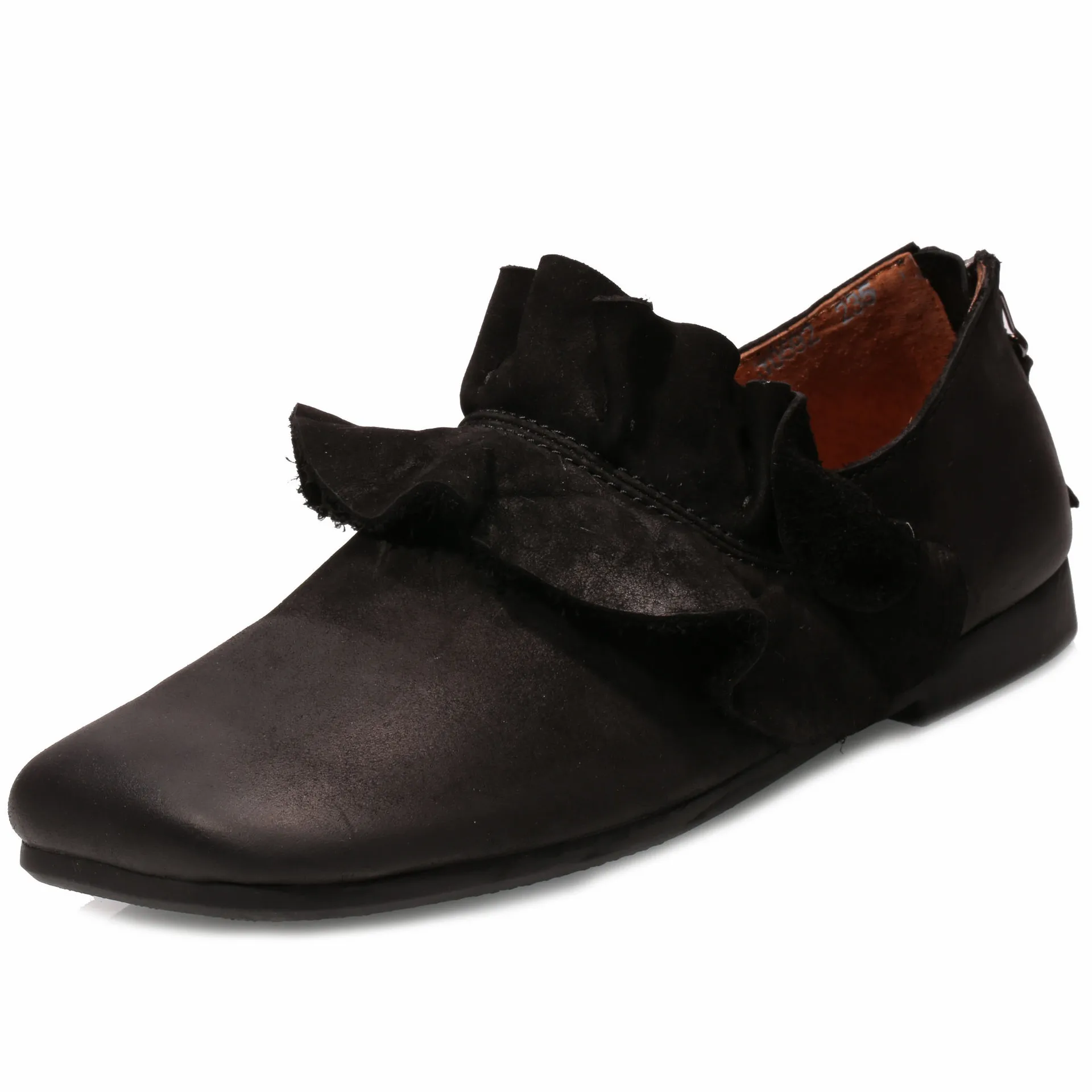 

2019 Original Design Women Shoes Flats Pleated Square Toes Natural Leather Soft Handmade Vintage Lady Black Flat Shoes