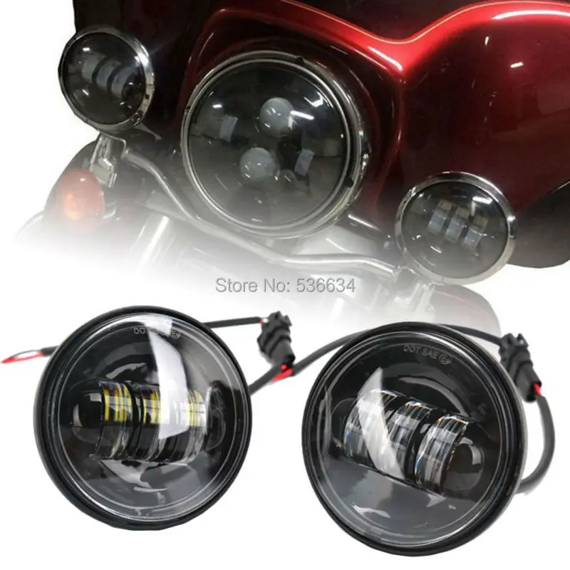 

7" 75W LED Projector Headlight Hi/Low Beam with DRL+7"Mounting Bracket Ring&4.5" Passing Auxiliary Fog Lights For Electra Glide