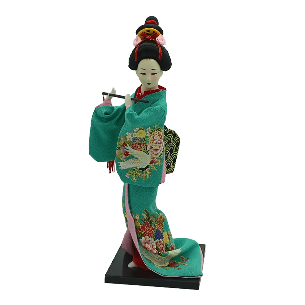 12 дюймов японское кимоно Гейша кукла Kokeshi ремесленные украшения дома зеленая одежда