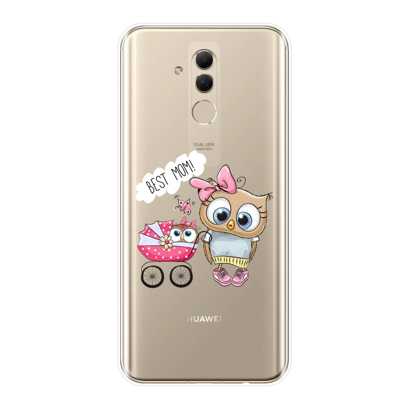 Чехол для телефона Huawei Mate 9 10 20 Pro сова луна сердце любовь Kawaii Мягкая силиконовая
