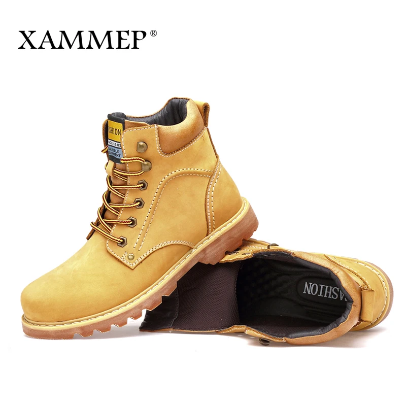 Ботинки Xammep мужские из натуральной кожи брендовая зимняя обувь теплые плюшевые