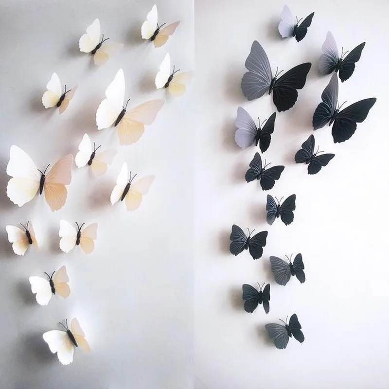 HOOMALL 12 шт./компл. 3D DIY наклейки на стену в форме бабочки ТВ фон для детской спальни
