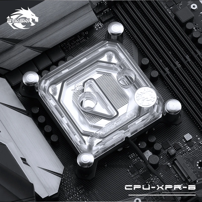 BYKSKI cpu водоблок для INTEL LGA1150 1151 1155 1156 2011X99 прозрачный. Система освещения RBW. Медный