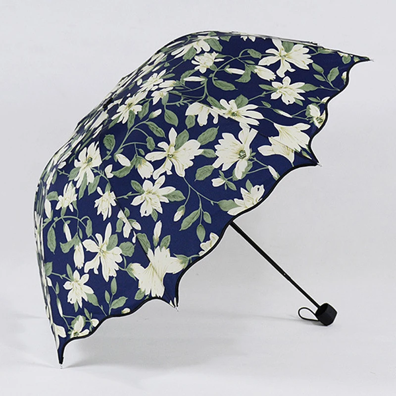 Черные зонты для девушек Арочные Зонтики лилия цветок женский зонтик дождь