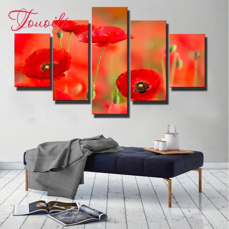 

5d diy 5ps Poppy flower 5d diamond painting crystal 5d diamond embroidery spuare&round crystal painting cross stitchsets