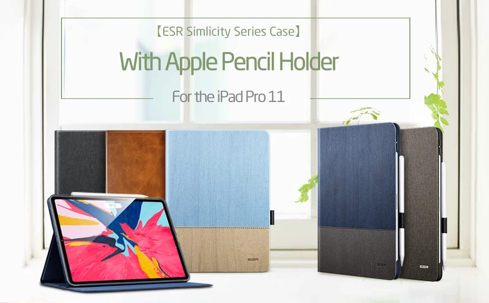 Чехол ESR для iPad Pro 11, простой чехол из искусственной кожи, чехол-книжка с функцией автоматического пробуждения, чехол для нового Apple iPad Pro 11