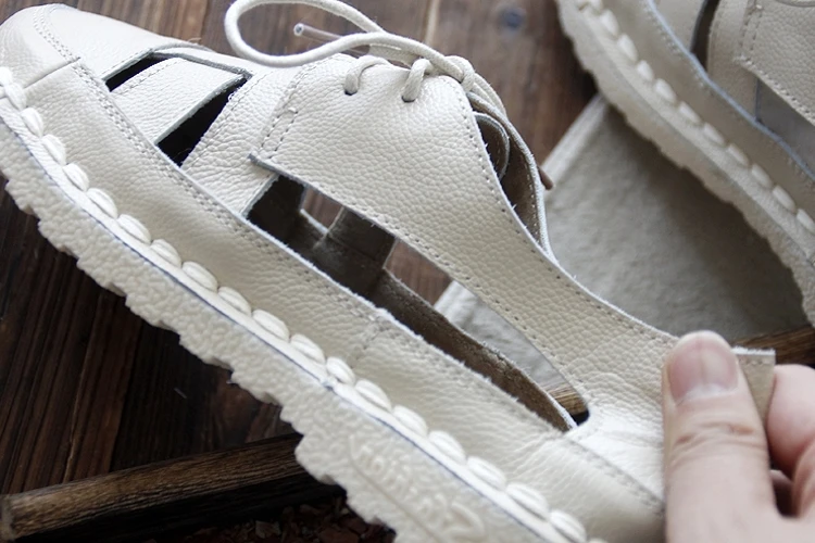 Careaymade-Originally Created Literature and Art Soft-soled Sandals,Female Retro Cowhide Super-soft Comfortable shoes