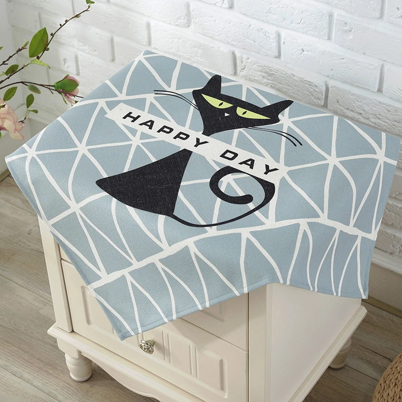 JDSR Household Waterproof Bedside Table Dust Covers with Storage Bag Digitally Printed Nordic Pink Rabbit Cute Cat Cotton Cloth | Дом и сад
