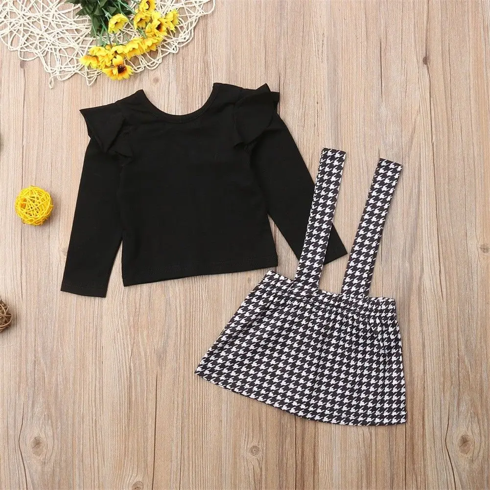 Новая модная одежда из 2 предметов платье для девочек Одежда маленьких Топы + юбка