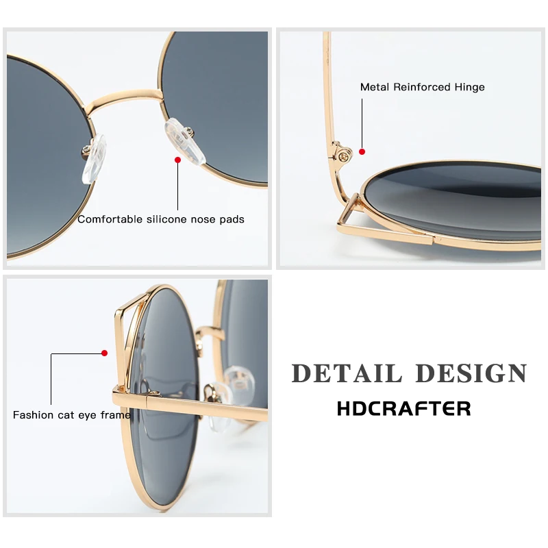 HDCRAFTER кошачий глаз женские солнцезащитные очки круглые для женщин большие модные