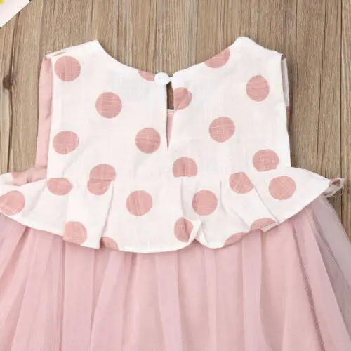 2019 New Hot Infant Baby Girl Kid Radish Bag Linen Sleeveless Summer Ruffles Polka Dot Dress Clothes | Детская одежда и обувь