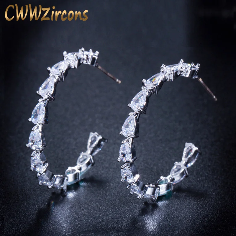 Новинка 2020 модные брендовые ювелирные изделия cwwzircon полукруглые серьги кольца с