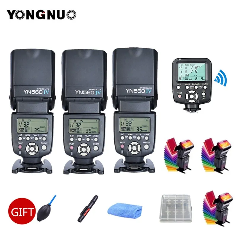3 шт. Беспроводная вспышка Yongnuo YN560 IV YN560IV 2 4G + контроллер YN560TX ii для Canon