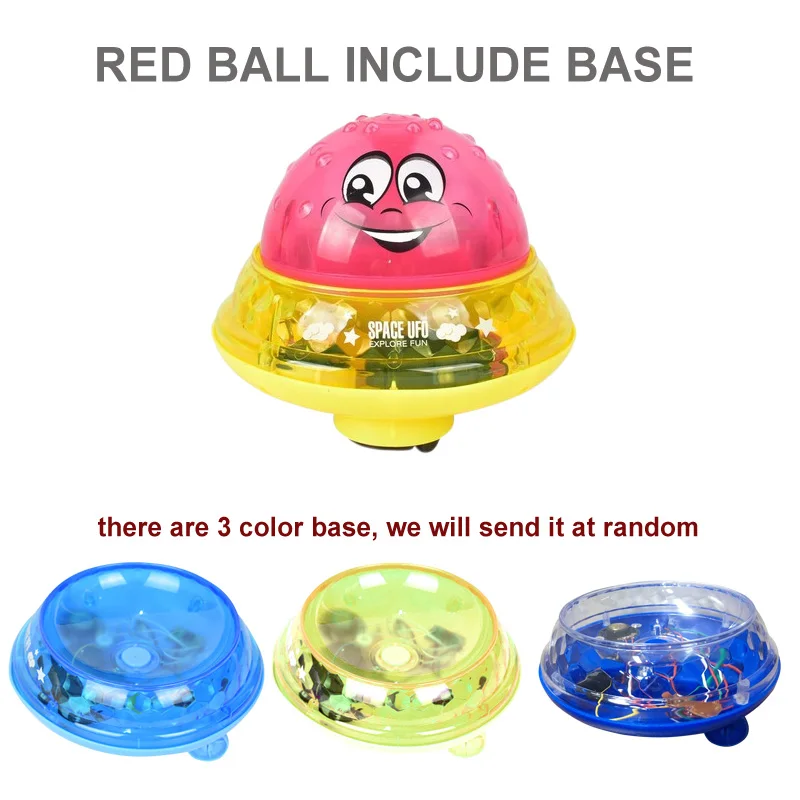red ball base Игрушки для ванной, светильник с распылителем, вращающийся с душевой кабиной, детские игрушки для детей, для малышей, для плавания, вечерние, для ванной, светодиодный светильник, игрушки - Цвет: red ball base