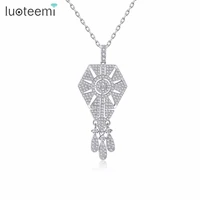 luoteemi vintage charm pendant necklaces for women party wedding tiny round crystal chandelier cz stone collares christmas gift