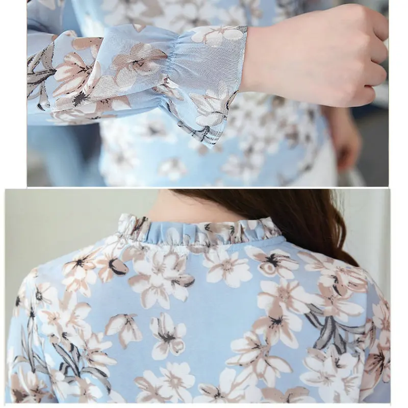2018 New Women Autumn Tops Chiffon Blouses Shirts Ladies Floral Print Feminine Blouse Long Sleeve Blusas Femme Plus Size |