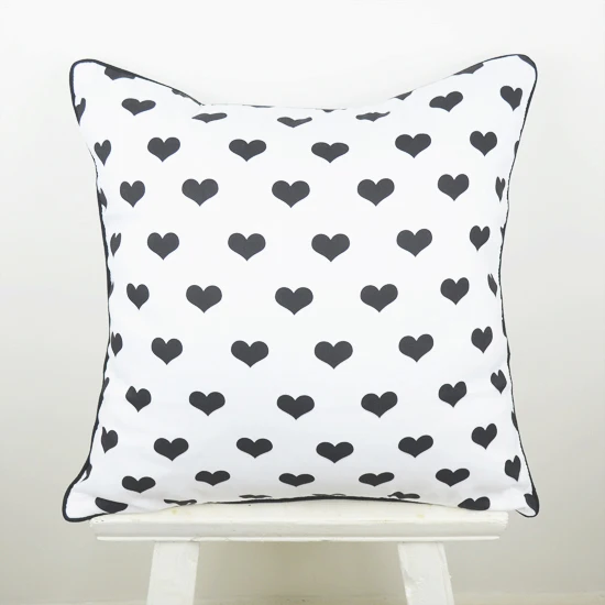 

18"*18" Decorative Wedding Cushion Cover European Black White Heart for Love Throw Pillow Case for Sofa capa de almofada