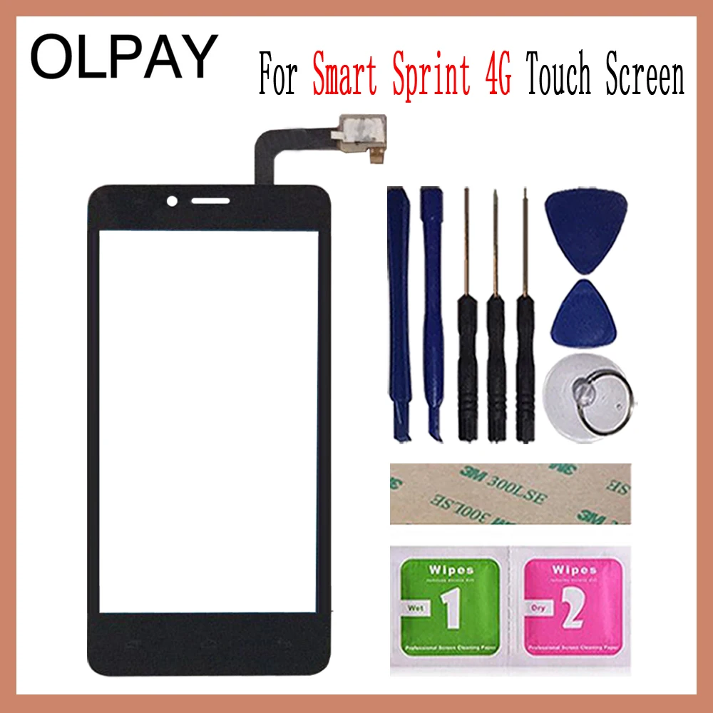 Black With Tools OLPAY 4,5 ''для MTC Smart Sprint 4G сенсорный экран стекло дигитайзер панель объектив сенсор стекло Бесплатный клей и салфетки - Цвет: Black With Tools