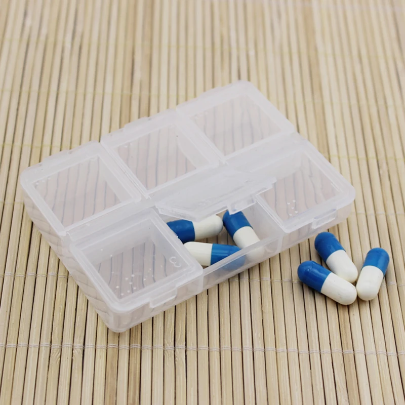 6 ячеек портативный пластиковый чехол для хранения таблеток с азотом Брайля