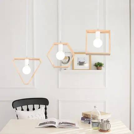 Современный светодиодный геометрический деревянный подвесной светильник