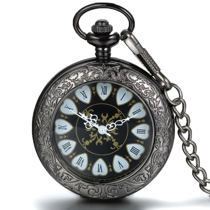Lancardo Heart Roman Dual Display Gift Antique Pocket Watch Pocket Watch Retro Quartz Machinery Watch For Men And Women