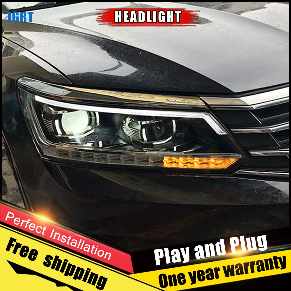 2 шт. светодиодный льные светодиодные фары для vw Passat 2011 2017 ные DRL двухлучевые H7 HID