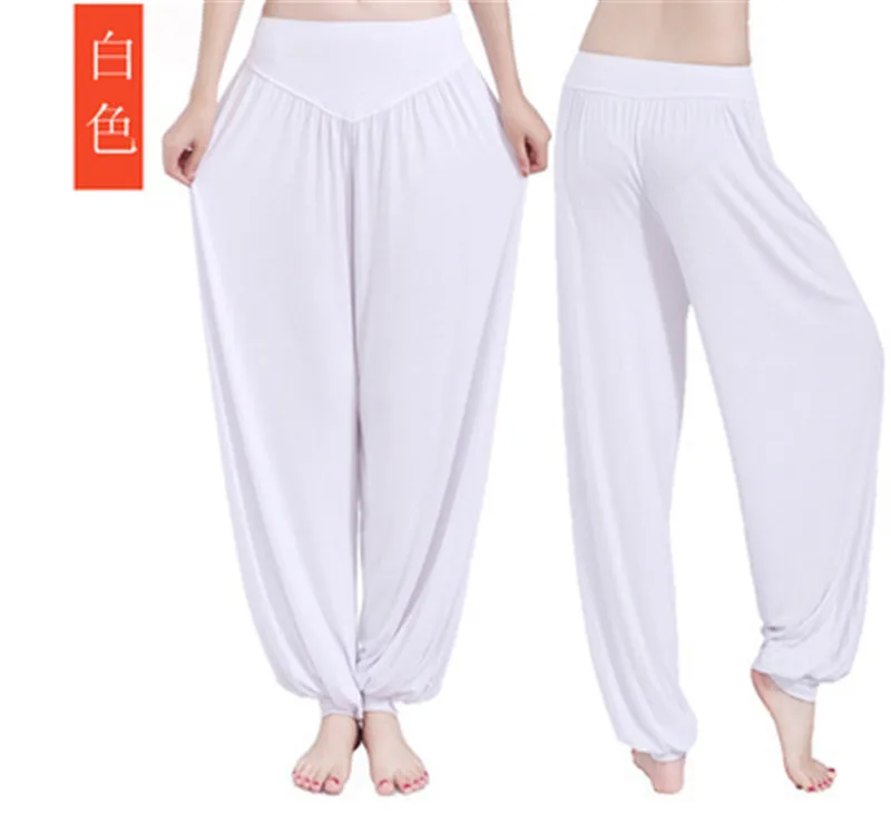 white Лидер продаж широкие брюки для йоги размера плюс S M L XL XXL XXXL Для женщин свободные штаны длинные штаны для йоги, танцев спортивная мягкая обработанная вискоза, домашние штаны - Цвет: white